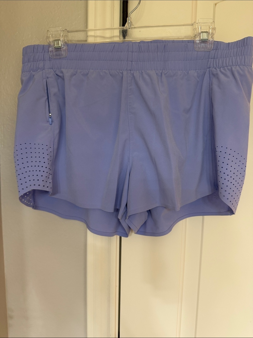 Athleta Light Lavender Athletic Running Shorts with Perforated Side Panels